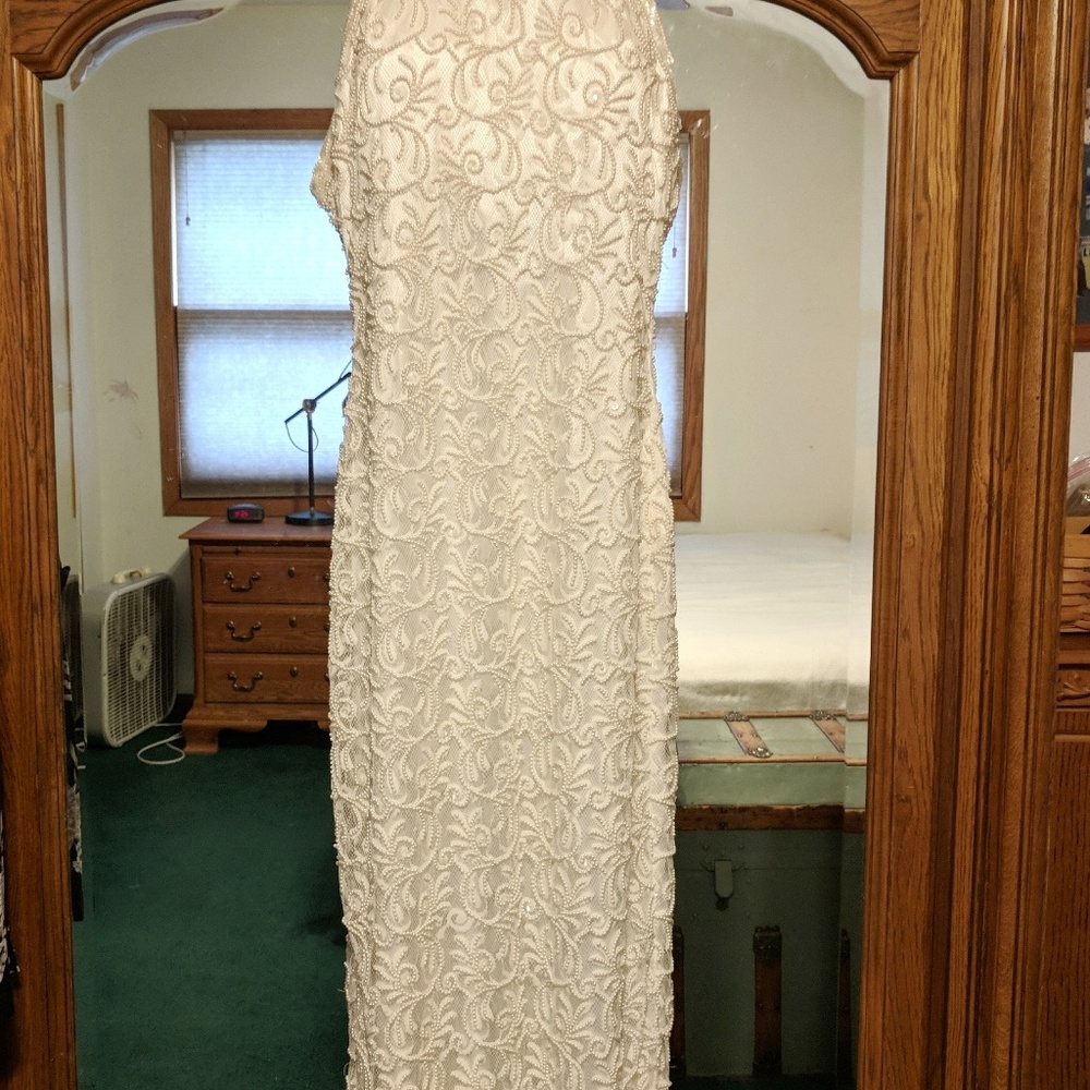 Beaded Cream Evening Gown - Picture 7 of 7